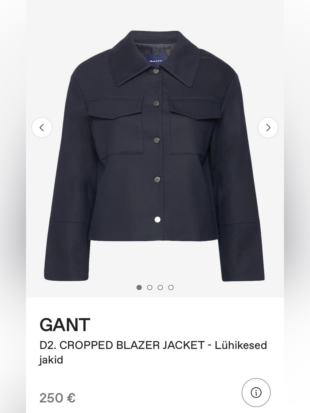 New GANT Jacket US 10 Navy Blue Cotton Utility Jacket Casual